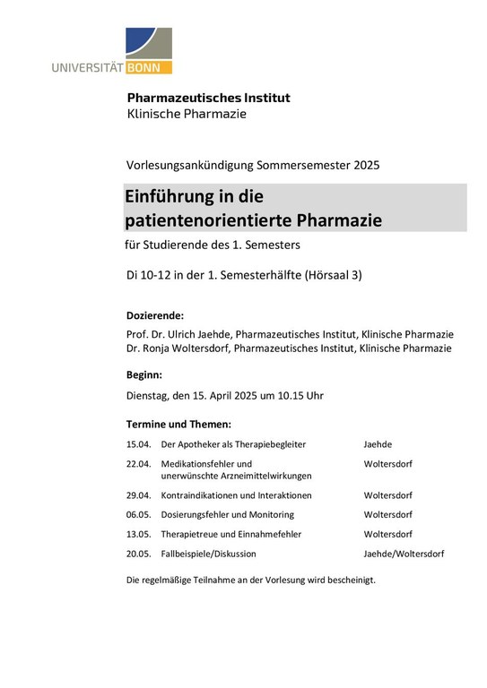 Ankündigung patientenorientierte Pharmazie